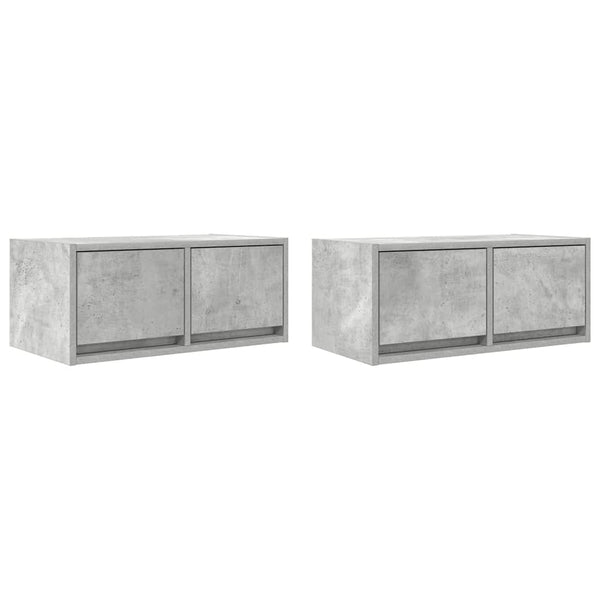 Betoninharmaa tv-seinäkaapit Horton 60x31x25,5cm (2 kpl puinen)