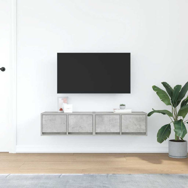Betoninharmaa tv-seinäkaapit Horton 60x31x25,5cm (2 kpl puinen)