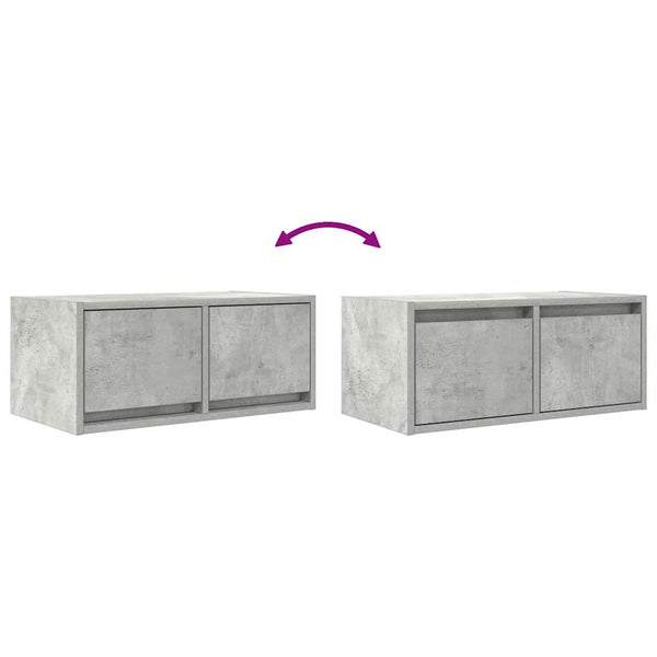 Betoninharmaa tv-seinäkaapit Horton 60x31x25,5cm (2 kpl puinen)