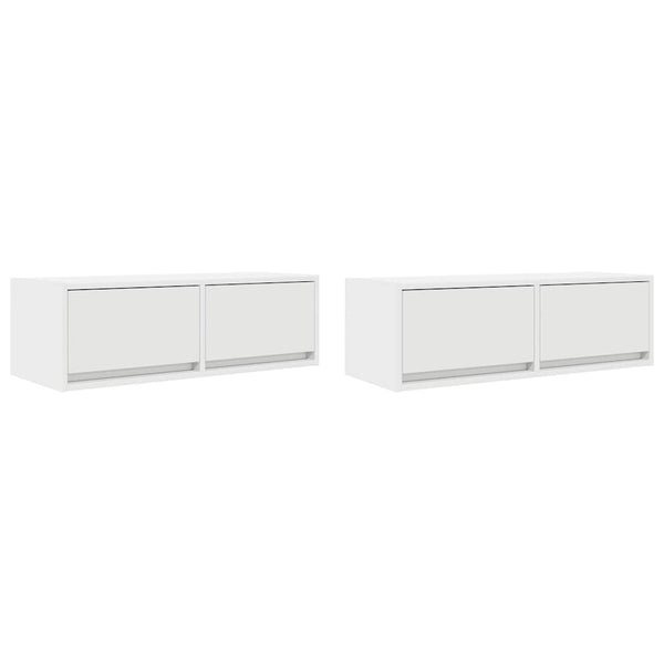 Valkoinen tv-seinäkaapit Horton 80x31x25,5cm (2 kpl puinen)