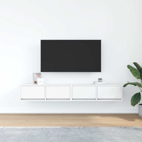 Valkoinen tv-seinäkaapit Horton 80x31x25,5cm (2 kpl puinen)