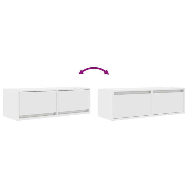 Valkoinen tv-seinäkaapit Horton 80x31x25,5cm (2 kpl puinen)