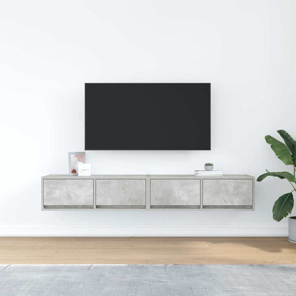 Betoninharmaa tv-seinäkaapit Horton 80x31x25,5cm (2 kpl, puinen)