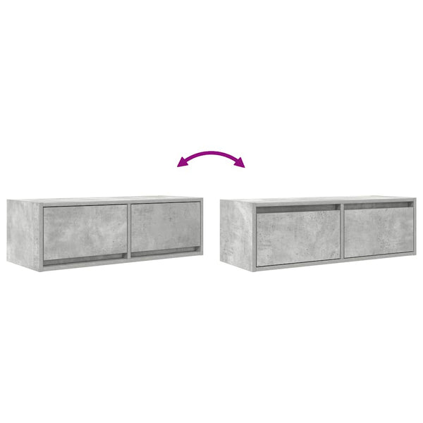 Betoninharmaa tv-seinäkaapit Horton 80x31x25,5cm (2 kpl, puinen)
