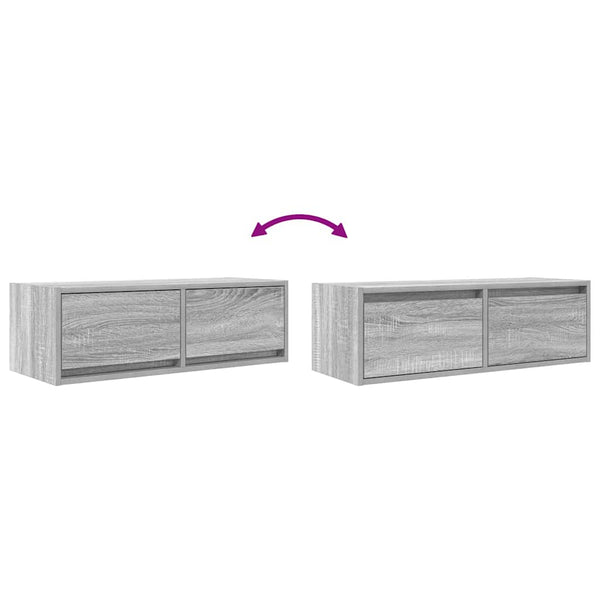 Harmaa tv-seinäkaapit Horton 80x31x25,5cm (2 kpl, sonoma, puinen)