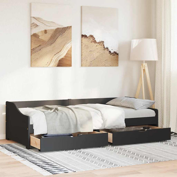 vidaXL-sohvasänky kahdella laatikolla ilman patjaa IRUN musta 90x200cm