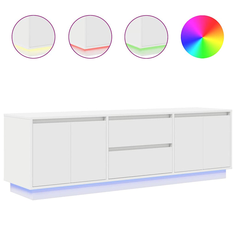 Valkoinen tv-taso led-valoilla Kiersten 160,5x41x50cm
