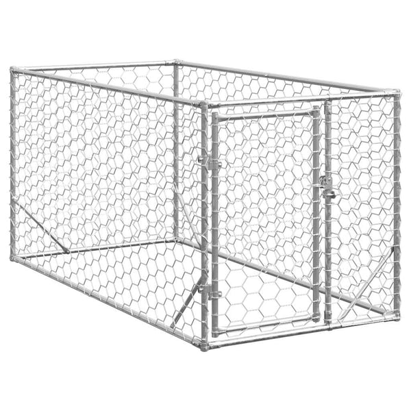 Galvanoitu ulkokoirakennel oven kanssa Virvioara 2x1x1 m (teräs)