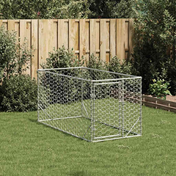 Galvanoitu ulkokoirakennel oven kanssa Virvioara 2x1x1 m (teräs)