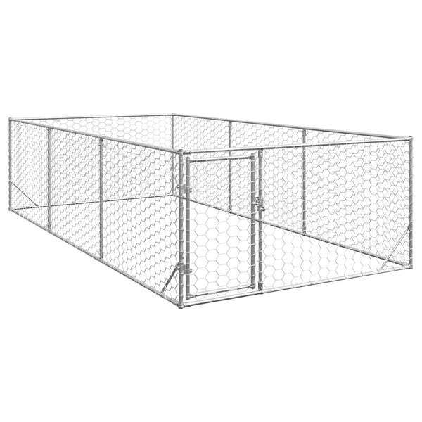 Galvanoitu ulkokoirakennel oven kanssa Virvioara 2x4x1 m (teräs)