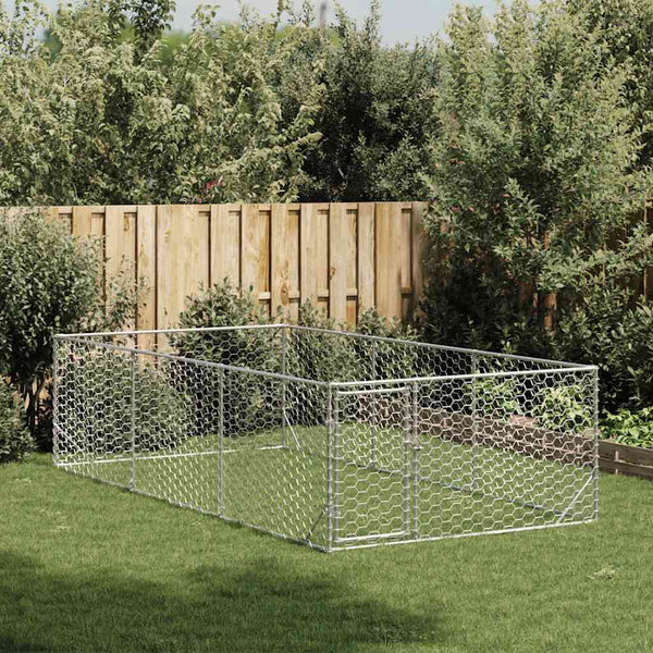 Galvanoitu ulkokoirakennel oven kanssa Virvioara 2x4x1 m (teräs)