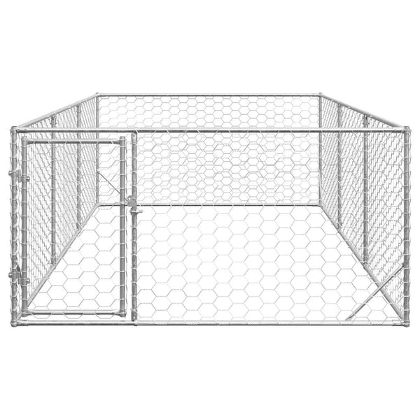 Galvanoitu ulkokoirakennel oven kanssa Virvioara 2x4x1 m (teräs)