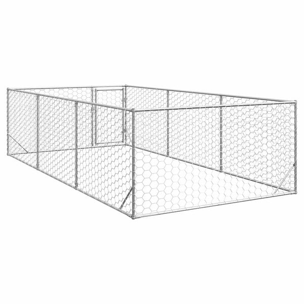 Galvanoitu ulkokoirakennel oven kanssa Virvioara 2x4x1 m (teräs)