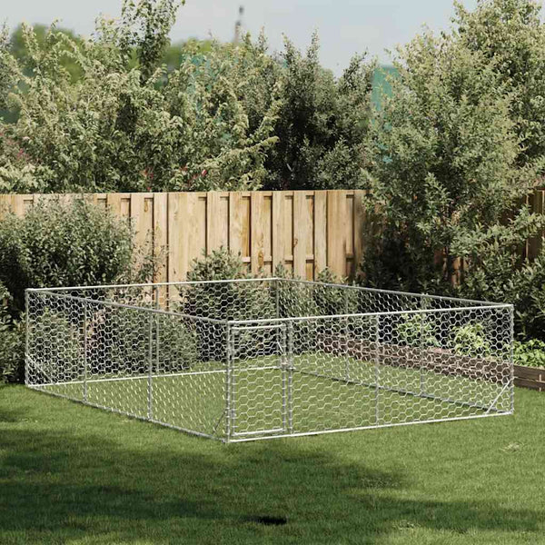 Galvanoitu teräs ulkokoirakennel oven kanssa Virvioara 3x4x1 m