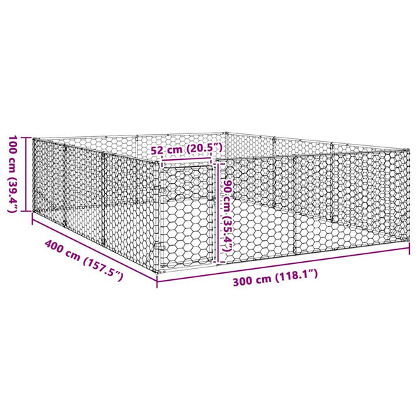 Galvanoitu teräs ulkokoirakennel oven kanssa Virvioara 3x4x1 m