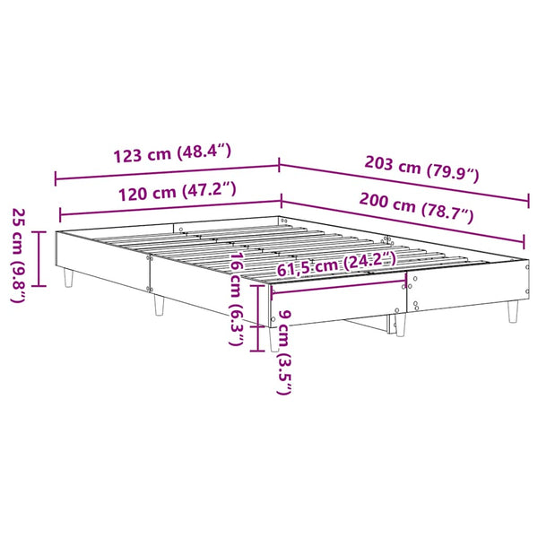 Musta sängynrunko ei patjaa Margarusa 120x200cm (engineered wood)