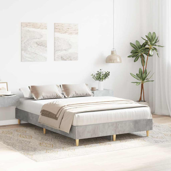 Betoninharmaa sängynrunko ilman patjaa Margarusa 140x190cm (puinen)