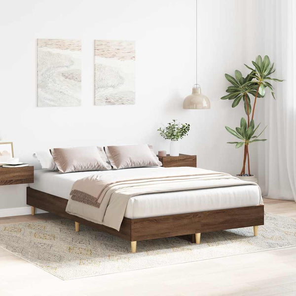 Ruskea tammi sängynrunko ilman patjaa Margarusa 140x190cm (puinen)