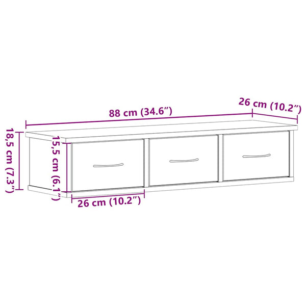 Musta tammi tv-seinäkaappi Selvia 88x26x18,5cm (puinen)