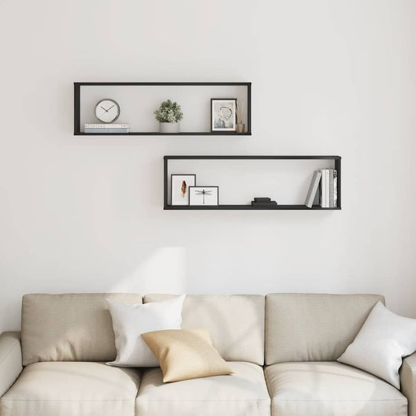 Musta tammi seinäkuutiohyllyt Tinculina 100x15x30cm (2 kpl puinen)