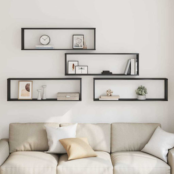 Musta tammi wall cube hyllyt Tinculina 100x15x30cm (4 kpl puinen)