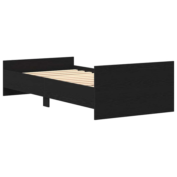 Musta tammi sängynrunko ilman patjaa Cucu 75x190cm (puinen)