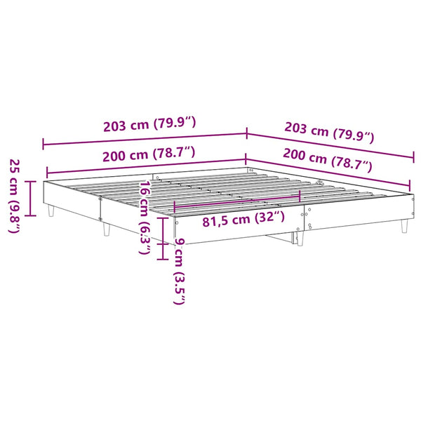 Musta sängynrunko ilman patjaa Voiculescu 200x200cm (puinen)