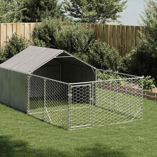 Galvanoitu ulkokoirakennel juoksun kanssa Danner 2x1x1 m (teräs)