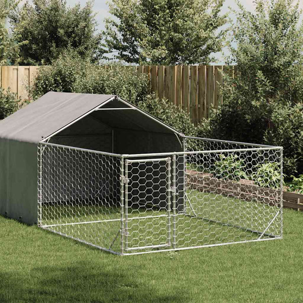 Galvanoitu ulkokoirakennel juoksun kanssa Danner 7x2x1,5 m (teräs)