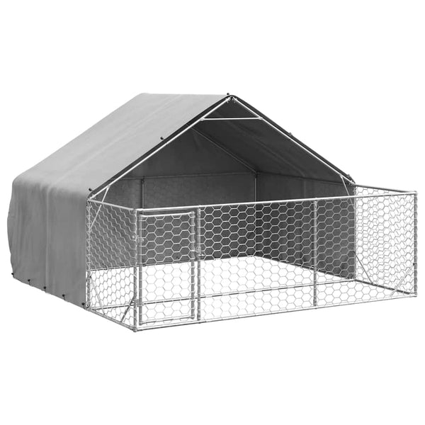Galvanoitu ulkokoirakennel juoksun kanssa Danner 3x3x1,9 m (teräs)