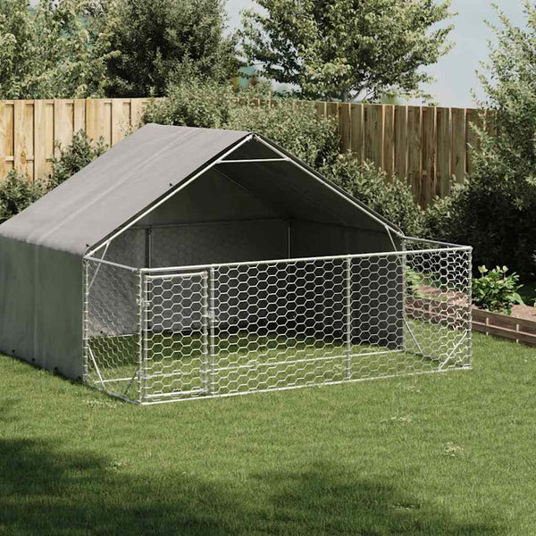Galvanoitu ulkokoirakennel juoksun kanssa Danner 3x3x1,9 m (teräs)