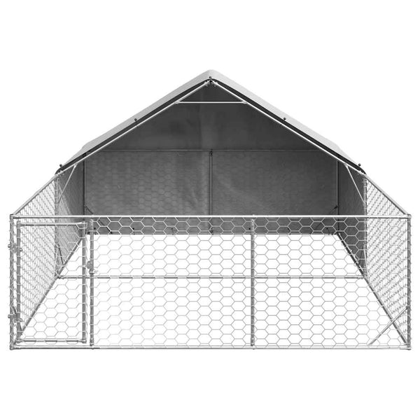 Galvanoitu ulkokoirakennel juoksun kanssa Danner 4x3x1,9 m (teräs)