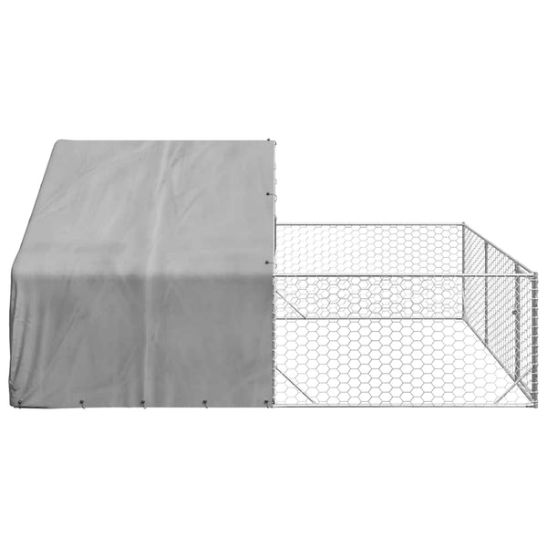 Galvanoitu ulkokoirakennel juoksun kanssa Danner 4x3x1,9 m (teräs)