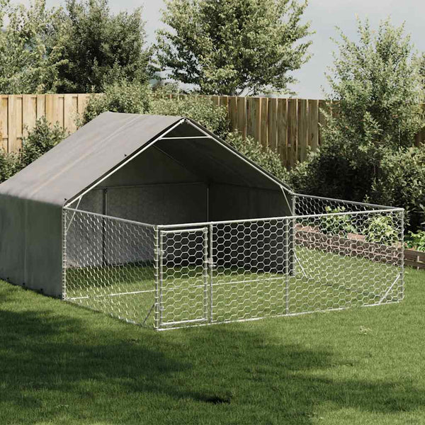 Galvanoitu ulkokoirakennel juoksun kanssa Danner 5x3x1,9 m (teräs)