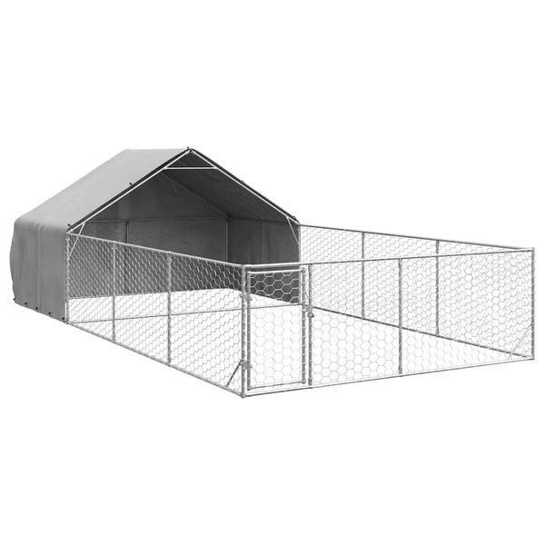 Galvanoitu ulkokoirakennel juoksun kanssa Danner 7x3x1,9 m (teräs)