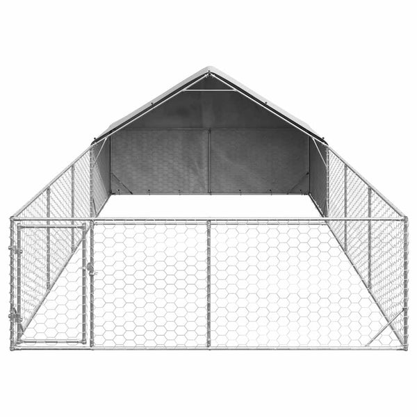 Galvanoitu ulkokoirakennel juoksun kanssa Danner 7x3x1,9 m (teräs)