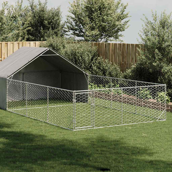 Galvanoitu ulkokoirakennel juoksun kanssa Danner 7x3x1,9 m (teräs)