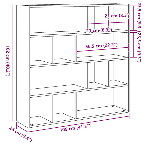 Musta tammi kirjahylly/tilanjakaja Provian 105x24x102cm