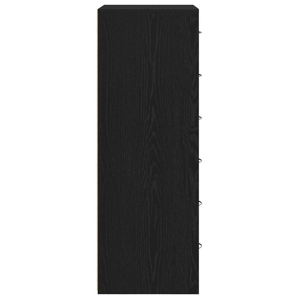 Musta tammi lipasto Licxanadra 50x34x96cm (6 vetolaatikolla puinen)