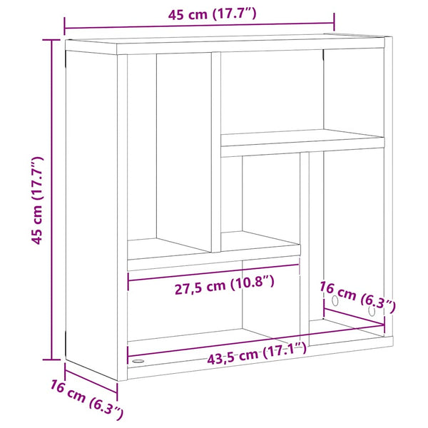 Musta tammi seinähylly Gricore 45x16x45cm (puinen)