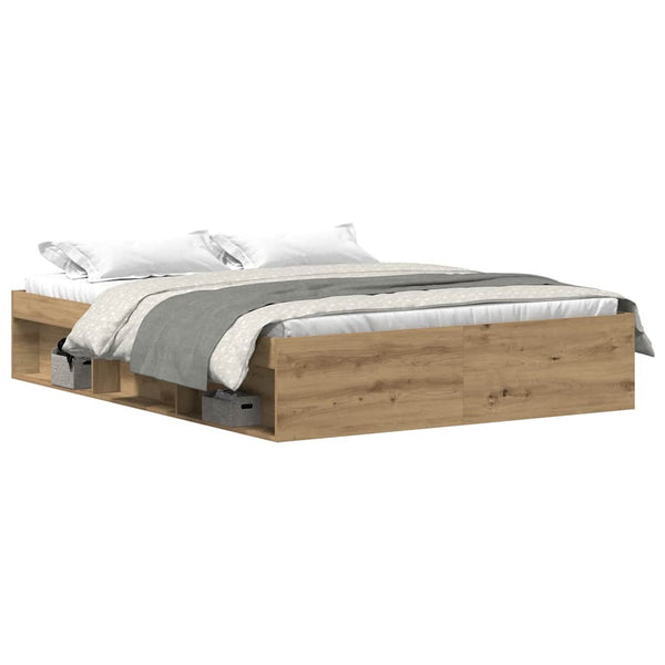 Artisaanitammi sängynrunko ilman patjaa Tisha 150x200cm (puinen)