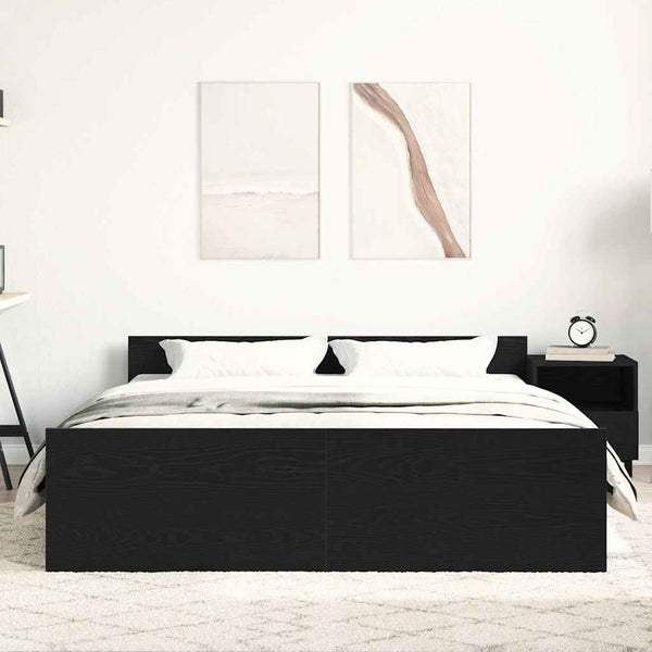 Musta tammi sängynrunko ilman patjaa Cucu 150x200cm (puinen)