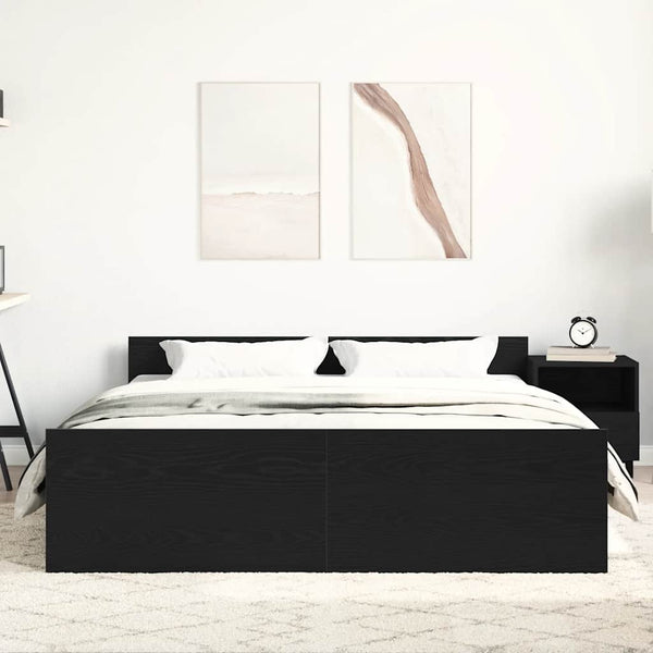 Musta tammi sängynrunko ilman patjaa Cucu 160x200cm (puinen)