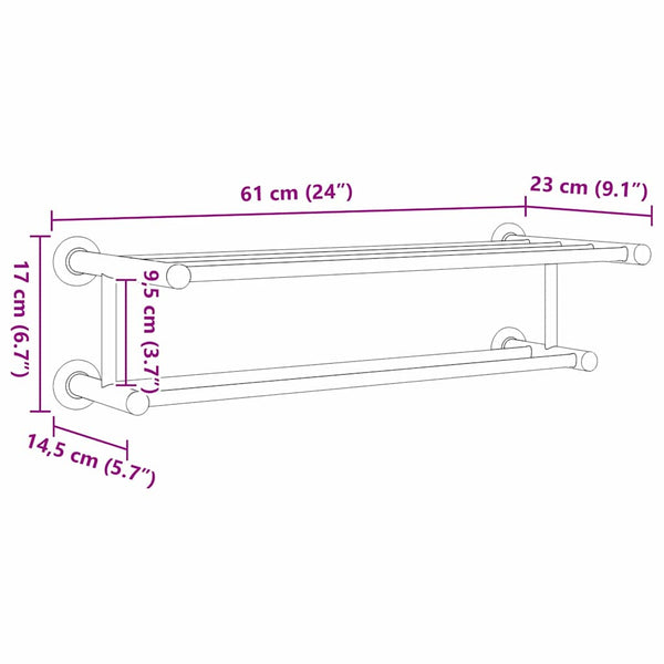 Musta pyyheteline Simzian 61x23x17cm (ruostumaton teräs)