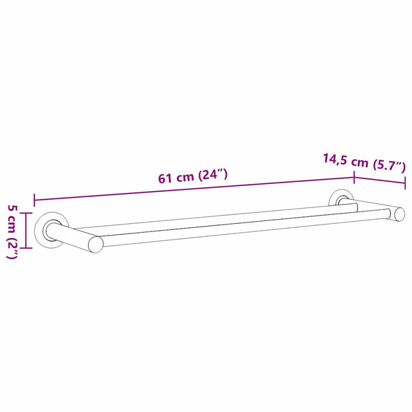 Musta pyyheteline Dida 61x14.5x5cm (ruostumaton teräs)