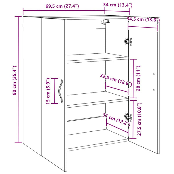 Musta tammi seinäkaappi Fola 69.5x34x90cm (puinen)