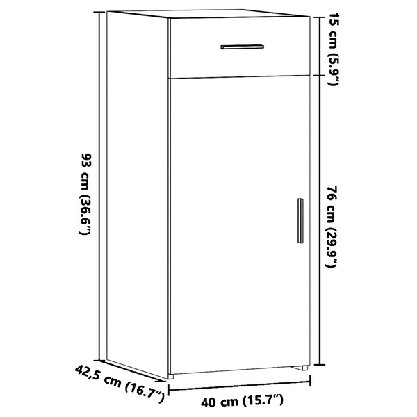 Betoninharmaa senkki Harmanean 40x42,5x93cm (puinen)