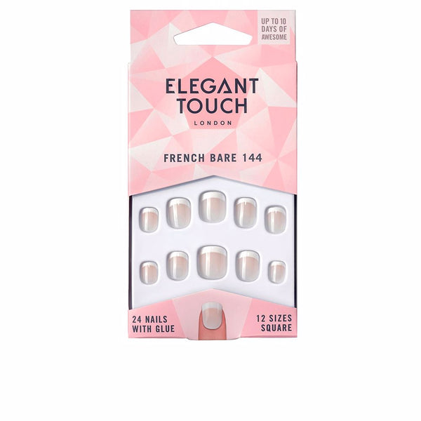French paljaat kynnet liimalla, neliö #144-xs, 24 kpl - ELEGANT TOUCH