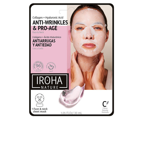 100% cotton face & neck mask kollageeni-antiage 1 kpl - IROHA