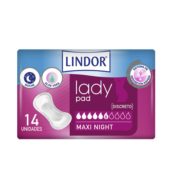 Lady pad maxi yö 6 pisaraa 14 kpl - LINDOR